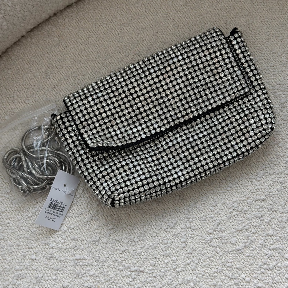 Ann Taylor Sparkling Silver Rhinestone bag (new with tag)